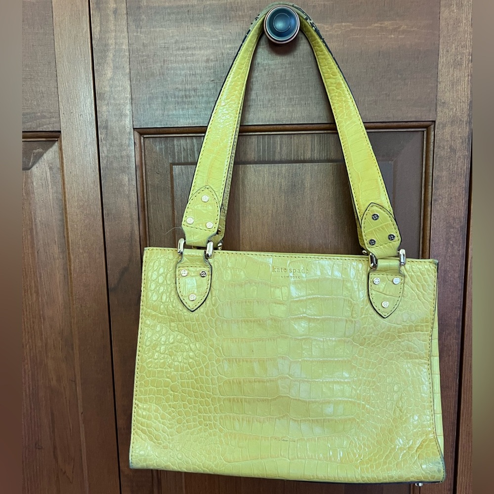 Kate Spade Yellow Croc-Embossed Tote